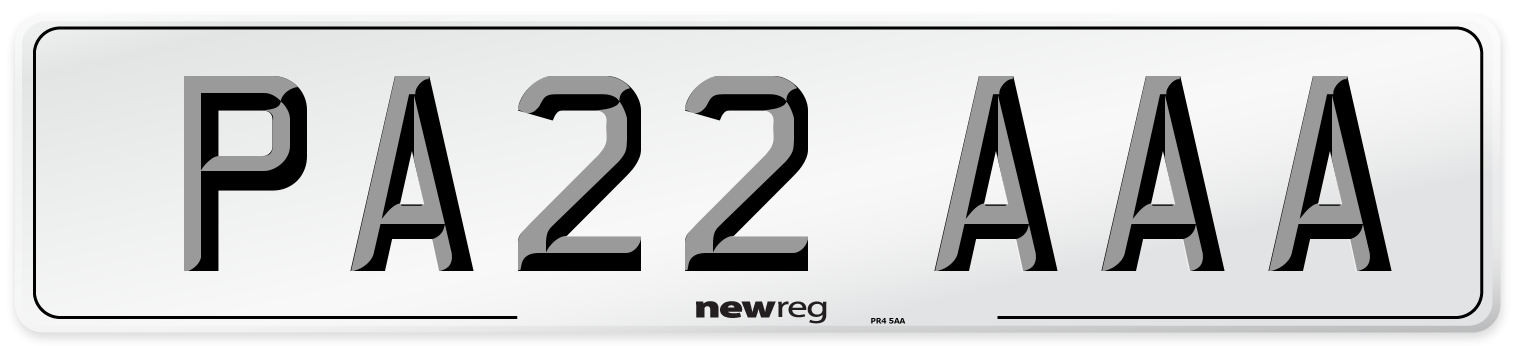 PA22 AAA Number Plate from New Reg